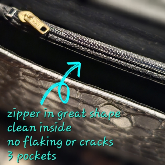 Slick Vintage Faux Croc Clutch/Shoulder Bag - Picture 10 of 10